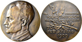 Medaillen Deutschland - Geographisch: Bayern: Bronzegussmedaille 1909 von Karl Goetz, auf den 70. Geburtstag von Doktor Karl Theodor, Herzog in Bayern...