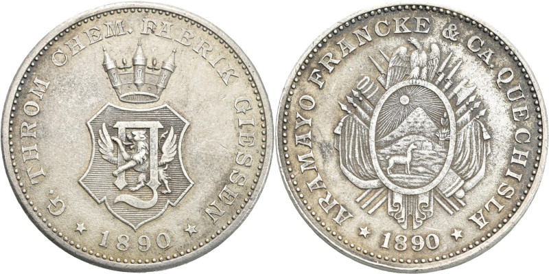 Medaillen Deutschland - Geographisch: Gießen: Medaille 1890 auf die Zusammenarbe...