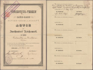 Vincentius-Verein in Baden-Baden AG, Namens-Aktie 200 Mark 14. Oktober 1881. Gründeraktie (Auflage 500, R 9). Hübsche Umrandung, Originalunterschrifte...