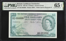 BRITISH CARIBBEAN TERRITORIES. The British Caribbean Territories Eastern Group. 5 Dollars, 1961-64. P-9c. PMG Gem Uncirculated 65 EPQ.
Printed by BWC...
