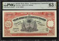 BRITISH WEST AFRICA. The West African Currency Board. 20 Shillings, 1928-34. P-8ax. Contemporary Counterfeit. Super Radar Serial Number. PMG Choice Un...