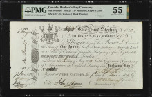 CANADA. Hudson's Bay Company. 1 Pound, 1820-21. CH #MB10-10-06bii. Remainder. PMG About Uncirculated 55.
Manitoba, Rupert's Land. No. 543. Black prin...