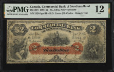 CANADA. Commercial Bank of Newfoundland. 2 Dollars, 1888. CH #185-18-04. PMG Fine 12.
St. Johns, Newfoundland. Orange tint. Signature combination of ...