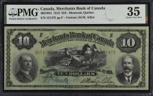 CANADA. Merchants Bank of Canada. 10 Dollars, 1916. CH #460-18-04. PMG Choice Very Fine 35.
Montreal, Quebec. Printed signature of H.M. Allan at righ...