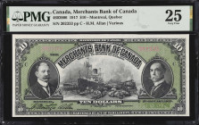 CANADA. The Merchants Bank of Canada. 10 Dollars, 1917. CH #460-20-06. PMG Very Fine 25.
Penned signature at right with printed signature of H.M. All...