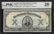 CANADA. The Merchants Bank of Canada. 10 Dollars, 1919. CH #460-22-04. PMG Very Fine 20.
Montreal, Quebec. H.M. Allan and D.C. Macarow signature comb...
