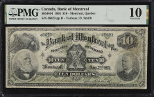 CANADA. The Bank of Montreal. 10 Dollars, 1895. CH #505-44-04. PMG Very Good 10.
Donald Smith portrait at left with Donald Drummond at right. Printed...