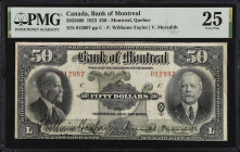 CANADA. The Bank of Montreal. 50 Dollars, 1923. CH #505-56-08. PMG Very Fine 25.
Montreal, Quebec. Signature combination of F. Williams-Taylor and V....