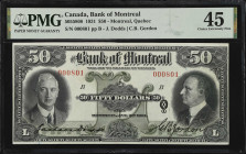CANADA. Bank of Montreal. 50 Dollars, 1931. CH #505-58-08. PMG Choice Extremely Fine 45.
Montreal, Quebec. Signature combination of J. Dodds and C.B....