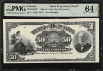 CANADA. Lot of (2). The Bank of New Brunswick. 50 Dollars, 1906. CH #515-18-16PP1 & CH #515-18-16PP2. Front & Back Proprietary Proofs. PMG Choice Unci...
