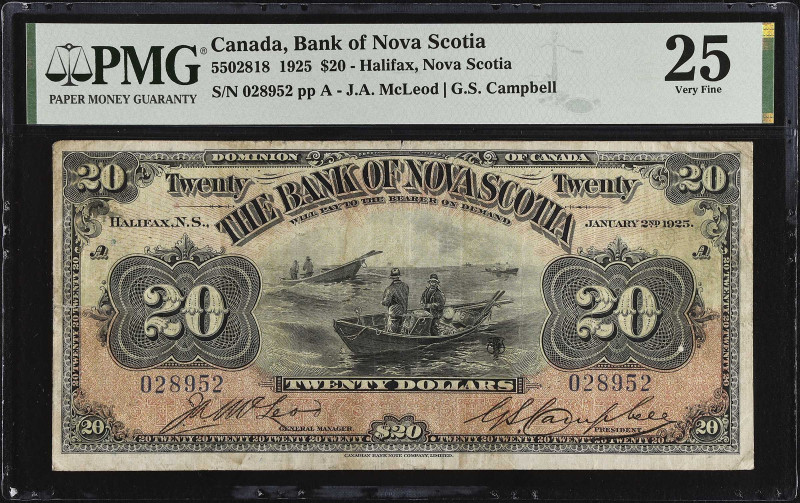 CANADA. The Bank of Nova Scotia. 20 Dollars, 1925. CH #550-28-18. PMG Very Fine ...