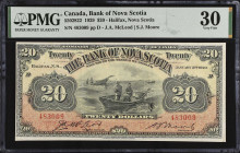 CANADA. The Bank of Nova Scotia. 20 Dollars, 1929. CH #550-28-22. PMG Very Fine 30.
Halifax, Nova Scotia. J.A. McLeod & S.J. Moore signature combinat...