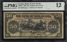 CANADA. The Bank of Nova Scotia. 50 Dollars, 1906. CH #550-28-24. PMG Fine 12.
Halifax, Nova Scotia. J.Y. Payzant engraved signature at right. Penned...