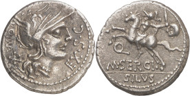 (hacia 116-115 a.C.). Gens Sergia. Denario. (Bab. 1) (Craw. 286/1). Rayitas en anverso. 3,93 g. (EBC-).
