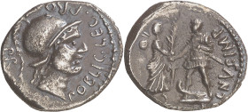 (46-45 a.C.). Cnaeo Pompeyo. Denario. (Spink 1384 var) (S. 1 var, como Pompeyo Magno) (Craw. 469/1c var) (FFC. falta). 3,84 g. MBC.