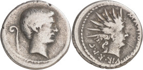 (42-41 a.C.). Marco Antonio. Denario. (Spink 1468 var) (S. 68) (Craw. 496/2). 3,83 g. BC+.