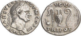 (72-73 d.C.). Vespasiano. Denario. (Spink 2282) (S. 45) (RIC. 356). 3,46 g. MBC+.