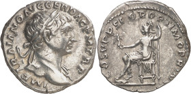 (108 d.C.). Trajano. Denario. (Spink 3121) (S. 69) (RIC. 116). 3,34 g. MBC+.