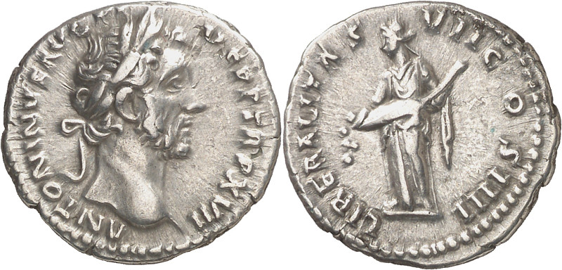 (153-154 d.C.). Antonino pío. Denario. (Spink falta) (S. 519c) (RIC. 234). 3,22 ...