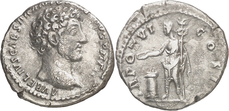 (151-152 d.C.). Marco Aurelio. Denario. (Spink 4790 var) (S. 647a) (RIC. falta)....