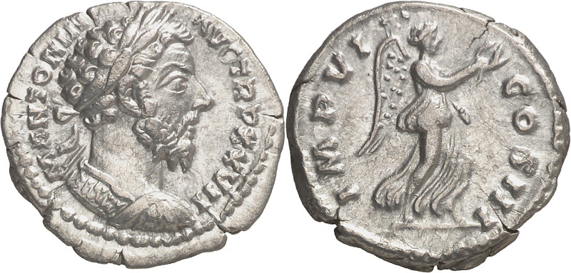 (173 d.C.). Marco Aurelio. Denario. (Spink 4904) (S. 262a) (RIC. 274 var). 3,33 ...
