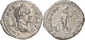 (206 d.C.). Caracalla. Denario. (Spink 6859 var) (S. 424) (RIC. 83). 3,18 g. MBC+.