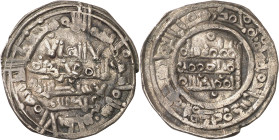 Califato. AH 402. Hixem II (2º reinado). Al Andalus. Dirhem. (V. 702) (Fro. anv. 7, rev. 12). Ex Áureo 24/01/2001, nº 434. Muy escasa. 3,73 g. MBC+....
