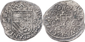 (1578-1579). Felipe II. Utrecht. 1 patard. (Vti. tipo 192) (Vanhoudt 403). Fecha no visible. Escasa. 1,96 g. BC.