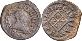 1611. Felipe III. Vic. 1 diner. (AC. 55). 1,84 g. MBC-.