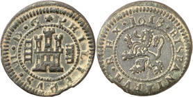 1618. Felipe III. Segovia. 4 maravedís. (AC. 271). Acueducto a derecha. 2,60 g. EBC-.