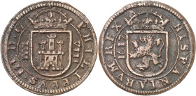 1617. Felipe III. Segovia. 8 maravedís. (AC. 335). Fecha a izquierda. Rara. 6,63 g. MBC+.