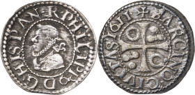 1611. Felipe III. Barcelona. 1/2 croat. (AC. 374). 1,24 g. MBC.