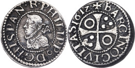 1612. Felipe III. Barcelona. 1/2 croat. (AC. 375) (Cru.C.G. 4342b). 1,53 g. MBC-.