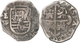 (159)9. Felipe III. Segovia. Castillejo. 1 real. (AC. 511). Tipo "OMNIVM". Muy rara. 3,47 g. MBC-.