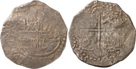 s/d (1612-1616). Felipe III. Potosí. Q. 8 reales. (AC. 916). Procedente del naufragio de la almiranta "Nuestra Señora de Atocha". 21,92 g. BC-.