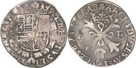 s/d (1603-1605). Alberto e Isabel. Amberes. 1 real. (Vti. 225) (Vanhoudt 595.AN). Escasa. 2,97 g. BC+/MBC-.