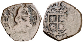1661. Felipe IV. Granada. N. 8 maravedís. (AC. 339). Acuñada a martillo. Escasa. 2,38 g. MBC-.
