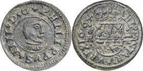 1664. Felipe IV. Coruña. R. 16 maravedís. (AC.455). Golpecito. 4,08 g. MBC/MBC+.