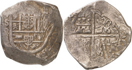 (1625-1666). Felipe IV. Sevilla. R. 8 reales. (AC. tipo 350). Fecha no visible. 27,20 g. MBC-.