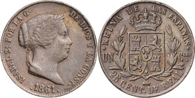 1861. Isabel II. Segovia. 25 céntimos de real. (AC. 194). 9,01 g. MBC.