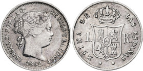1862. Isabel II. Barcelona. 1 real. (AC. 289). 1,35 g. MBC/MBC+.