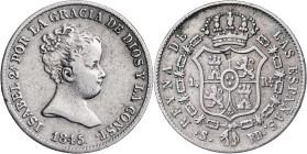 1845. Isabel II. Sevilla. RD. 1 real. (AC. 316). 1,44 g. MBC/MBC-.