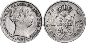 1853. Isabel II. Sevilla. 1 real. (AC. 322). 1,26 g. MBC.