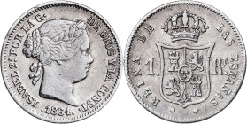 1864. Isabel II. Sevilla. 1 real. (AC. 337). 1,26 g. MBC.