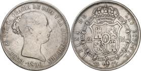 1850. Isabel II. Madrid. CL. 20 reales. (AC. 591). Limpiada. 25,71 g. BC.