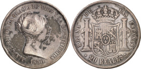 1850. Isabel II. Madrid. 20 reales. (AC. 592). Manchitas. 25,83 g. BC+/MBC-.
