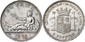 1870*1870. Gobierno Provisional. SNM. 5 pesetas. (AC. 39). 24,86 g. MBC.