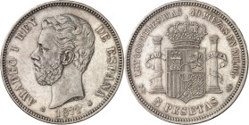 1871*1871. Amadeo I. SDM. 5 pesetas. (AC. 1). 24,94 g. MBC+.