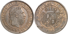 1875. Carlos VII, Pretendiente. Oñate. 5 céntimos. (AC. 2). Golpecito. 5,03 g. MBC+/MBC.