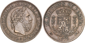 1875. Carlos VII, pretendiente. Oñate. 10 céntimos. (AC. 5). 9,77 g. MBC+.